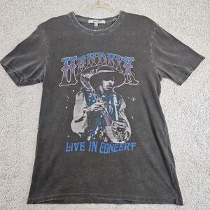 Jimi Hendrix Live In Concert Acid Wash Distressed Tee‎ Size S Rock Music